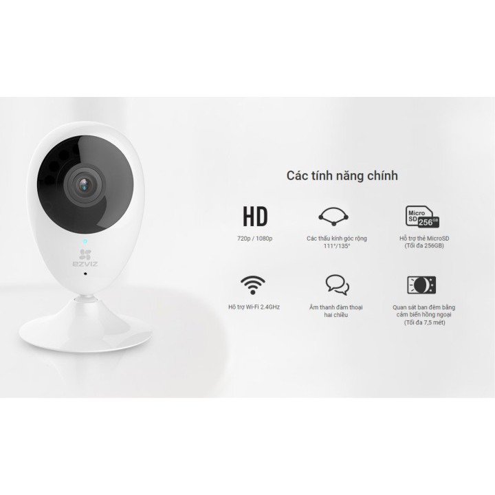 Camera Wifi Không Dây Giám Sát Trong Nhà, Gốc Rộng, Hình Ảnh Sắt Nét Ezviz C2C 720P, Ezviz C1C 1080P, Ezviz C6N 1080P