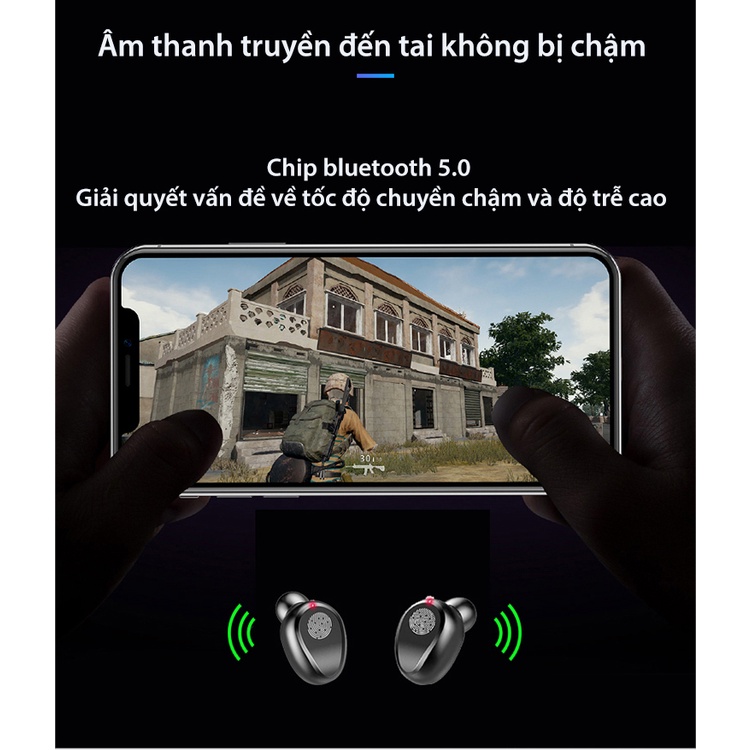 Tai nghe F9 bluetooth 5.0 kiêm sạc dự phòng 2000mAh