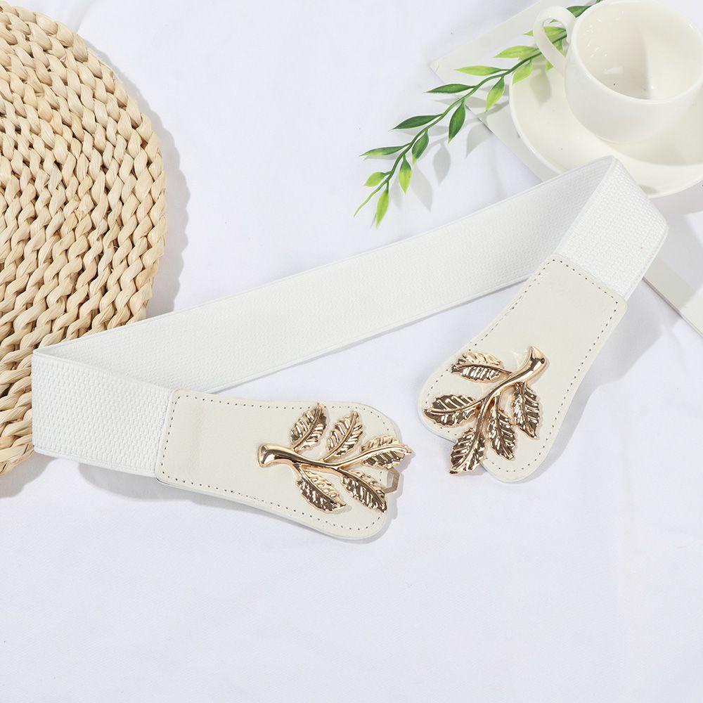 EUTUS Thắt Lưng Bản Rộng Họa Tiết Lá Vàng Thời Trang