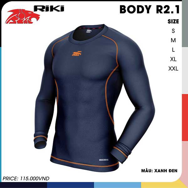 Áo body Riki R2.1 dài tay,thoáng mát và hút mồ hôi-hàng phân phối chính hãng