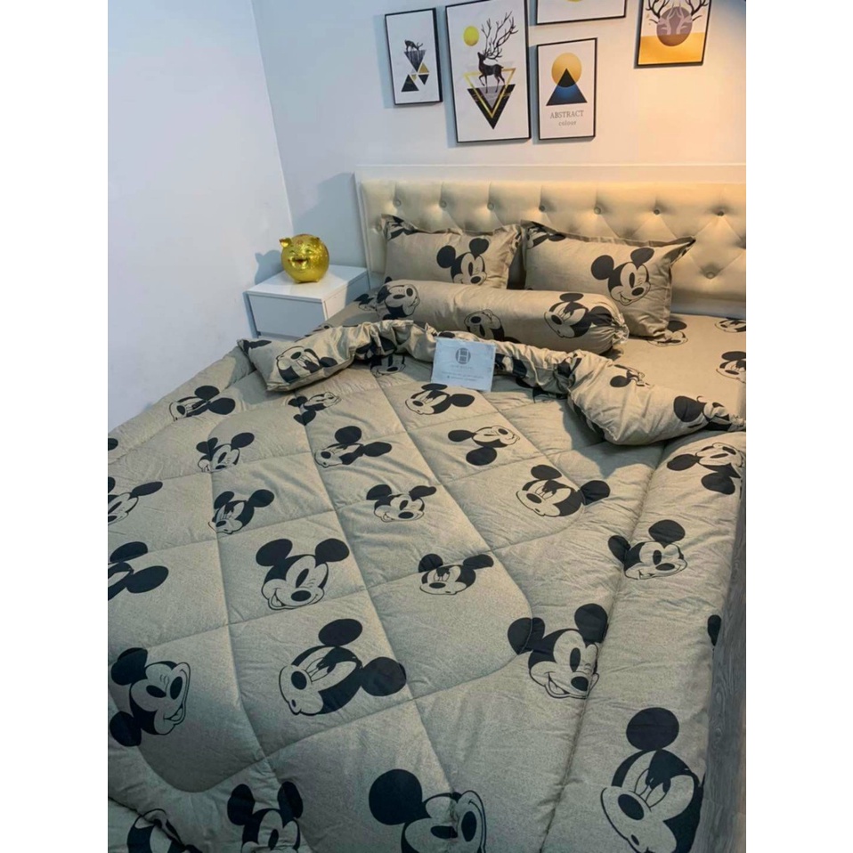 ⭐Full Set Chăn Phao 5 Món Ga Gối Poly loại 1 Chăn Bông Cờ Mỹ Như Hình