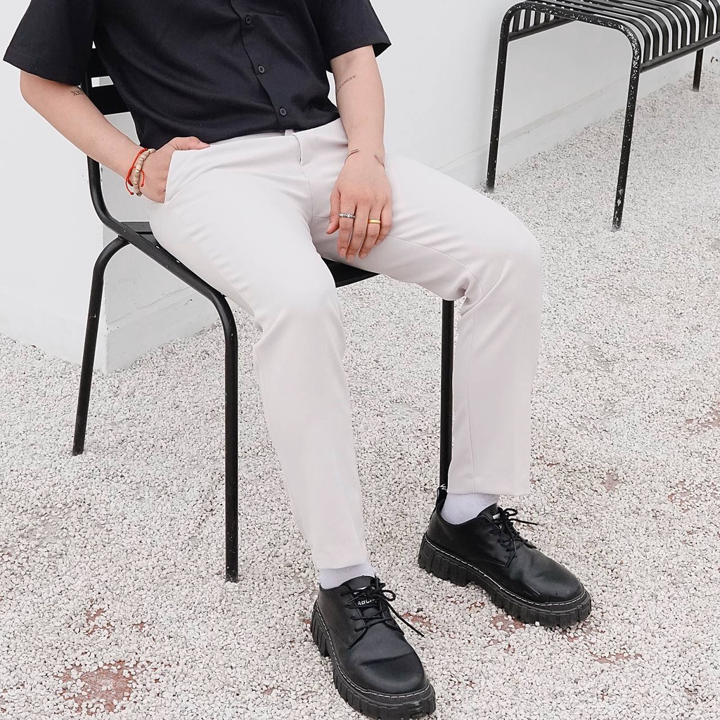 Quần tây âu nam Hàn Quốc  dáng ống côn chất vải tuyết mưa cao cấp không nhắn không xù đứng form - MALTRIK