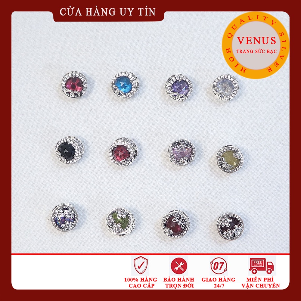 Charm Radiant Đá lồi mix vòng charm 5 màu cách điệu- bạc 925- Trang sức bạc Venus
