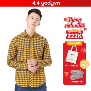 Áo sơ mi nam YODY vải flannel kẻ caro bền màu hạn chế nhăn SMM4061