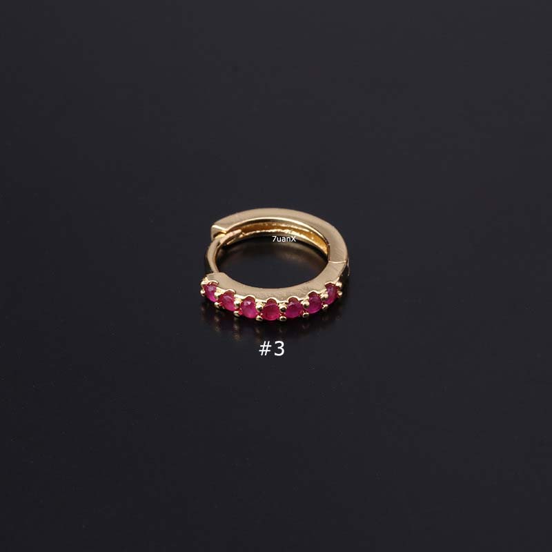 Khuyên tai lỗ xuyên dáng tròn ôm vành tai bằng đồng đính đá zircon nhân tạo