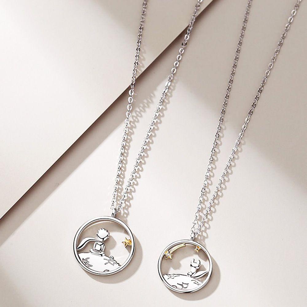 Vòng cổ S925 Mặt Hoàng Tử Bé Thời Trang Quyến Rũ Thích Hợp Làm Quà Valentine|Vòng cổ Mạ Bạc Mặt Trái Tim