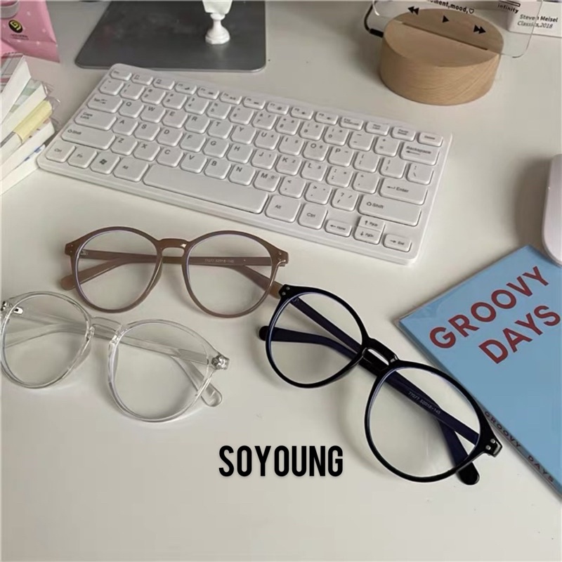 Kính mắt không độ, kính giả cận form tròn to