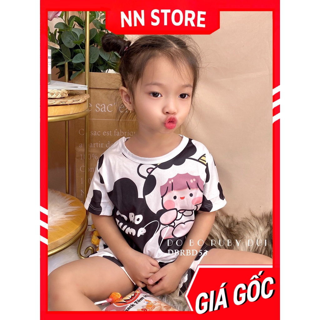Đồ bộ bò sữa cho bé & người lớn form rộng đến 60kg vải thun mềm mịn mát bé gái bé trai trẻ em DBRBD SIZE 14 ĐẾN L