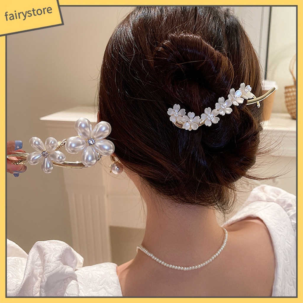 Kẹp Tóc Hình Chữ S Đính Ngọc Trai Giả Thanh Lịch Cho Nữ