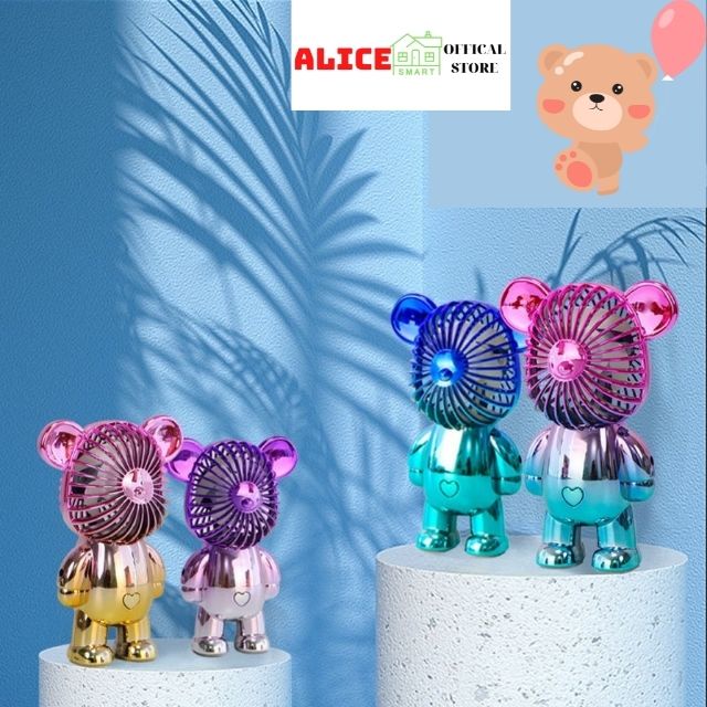 Quạt mini cầm tay hình gấu đáng yêu sạc Usb để bàn, làm quà tặng trang trí dễ thương - Alice store