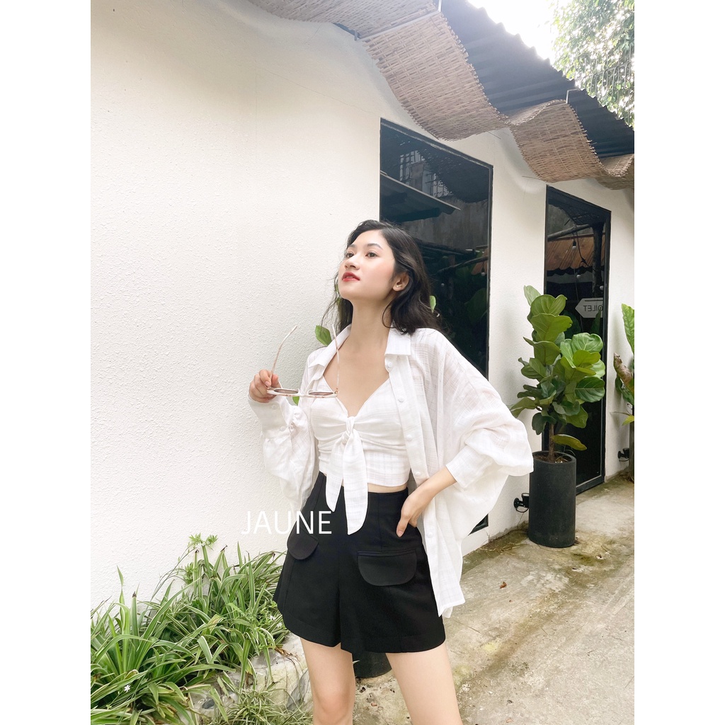 Áo sơ mi khoác ngoài kèm áo hai dây JAUNE- MONNY SET