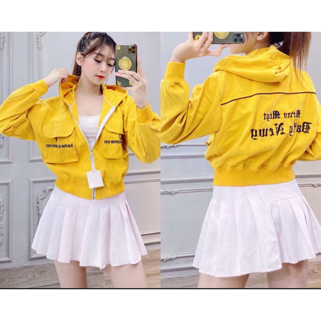 Áo bomber Nữ phối viền, in chữ Daily Newg, túi hộp lớn tiện lợi - Hot trend 2021 | BigBuy360 - bigbuy360.vn