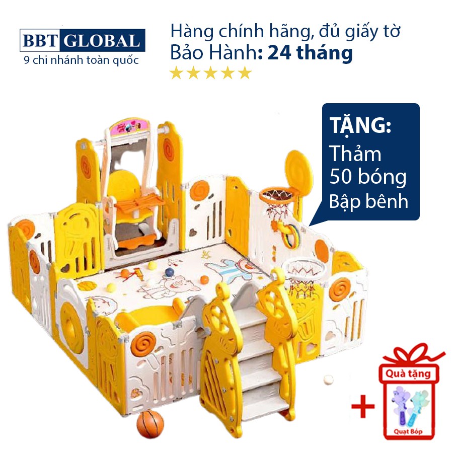 COMBO Quây bóng cầu trượt xích đu gấp gọn hình kẹo kèm ném bóng rổ và ném vòng cho bé BSL307 BBT Global