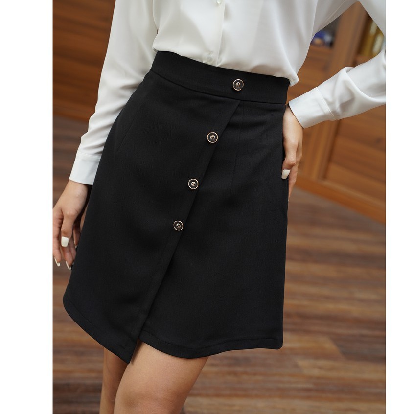 Chân váy chữ A đắp tà chéo phối khuy cv1002 - Evanus | BigBuy360 - bigbuy360.vn