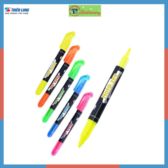 Bút nhớ dòng, bút dạ quang 2 đầu Thiên Long chính hãng màu cam, vàng chanh, xanh lá, xanh dương, hồng HL03
