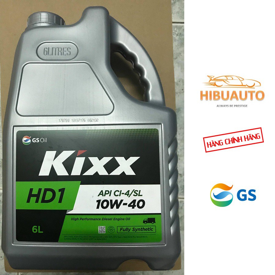 Dầu động cơ Kixx HD1 CI-4/E7 10W40 6L – Hàng chính hãng