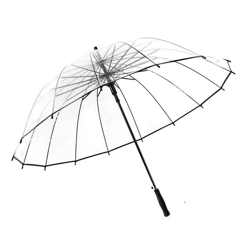 16 Bone siêu dễ thương trong suốt ô trong suốt tay cầm dài gấp Nhật Bản phiên bản Hàn Quốc của túp lều cá nhân nam và nữ