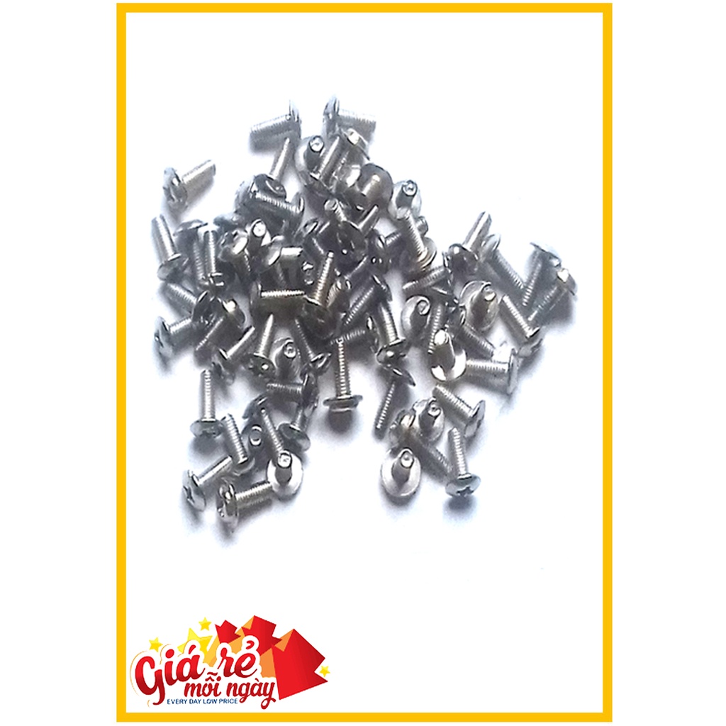 Ốc vít D10mm con tán 3mm đầu dù gói 10 bulong + 10 con tán