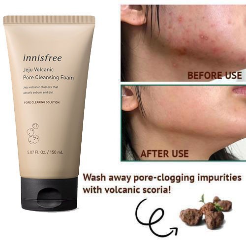 Sữa rửa mặt tro núi lửa Innisfree Jeju Volcanic pore Cleansing Foam 150ml cho da dầu