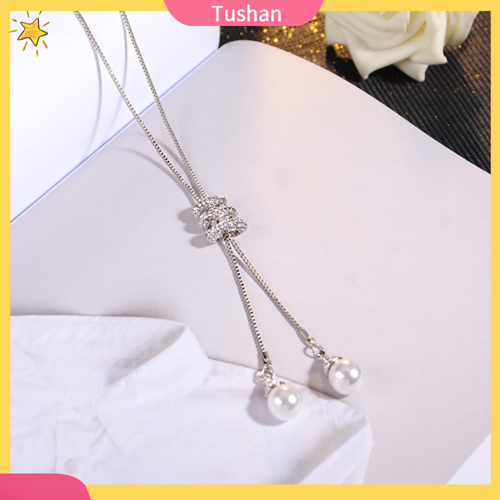 Dây chuyền nữ mặt ngọc trai giả đính kim cương nhân tạo thời trang