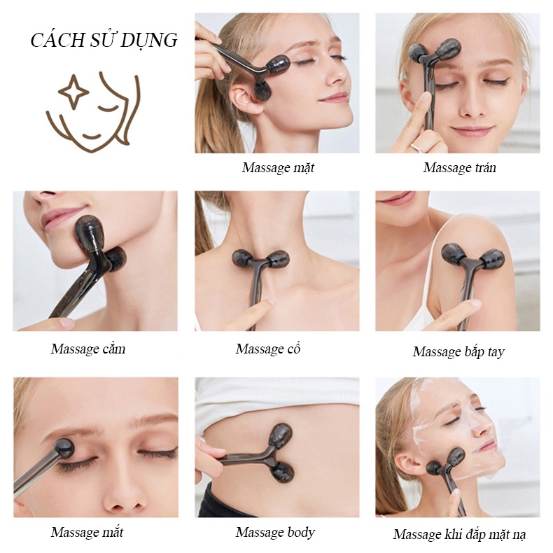 Cây Lăn Massage Mặt 3D Hình Chữ Y Giúp Nâng Cơ Mặt Và Chống Nếp Nhăn