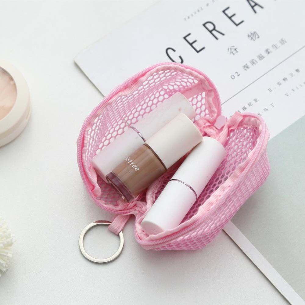 Túi đựng mút trang điểm hình quả trứng mini bằng vải lưới màu trơn thoáng khí VANES1