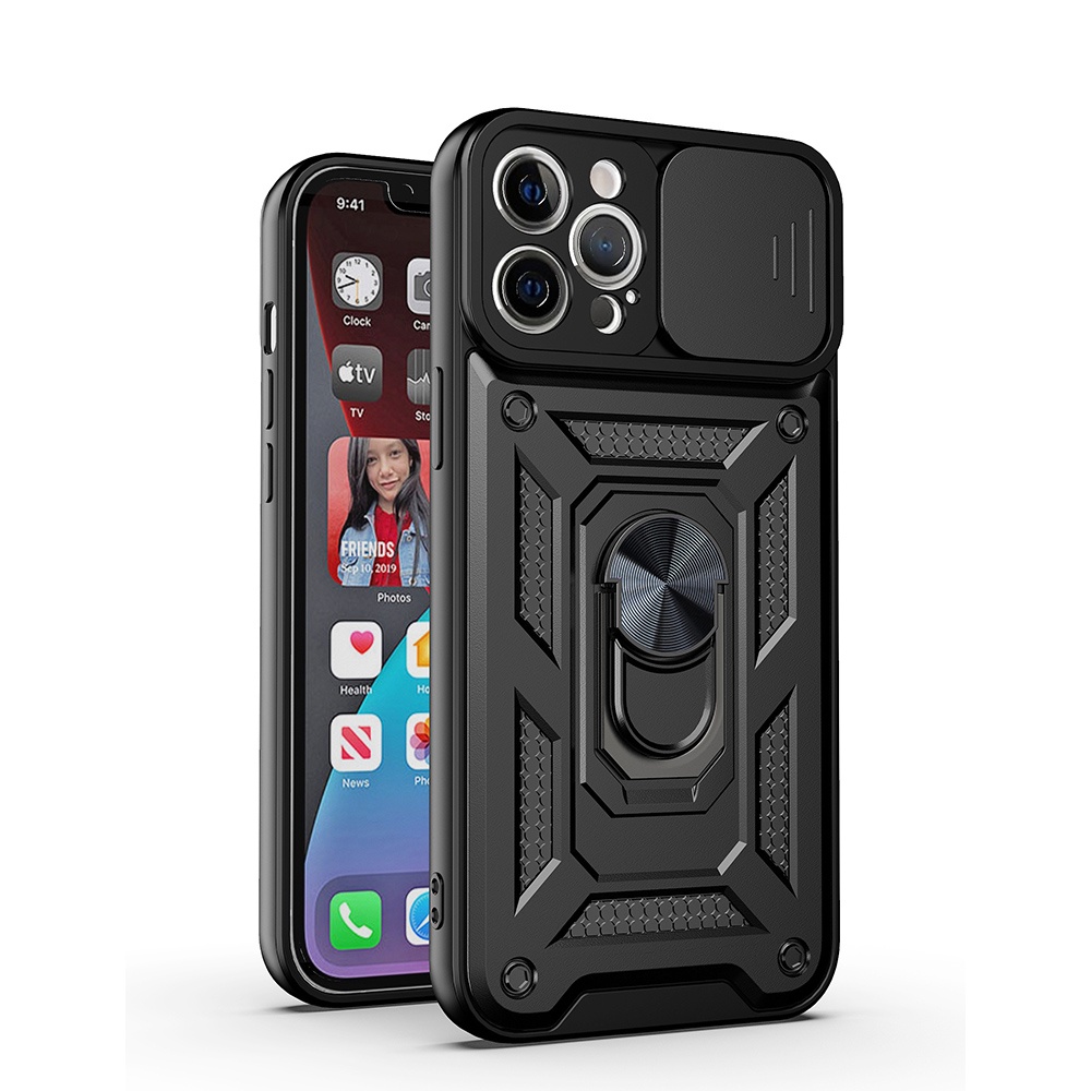 Ốp Điện Thoại Silicon Kiểu Giáp Kèm Giá Đỡ Nhẫn Từ Tính Sang Trọng Cho iPhone 12 11 Pro Max XS XR 7 8 Plus