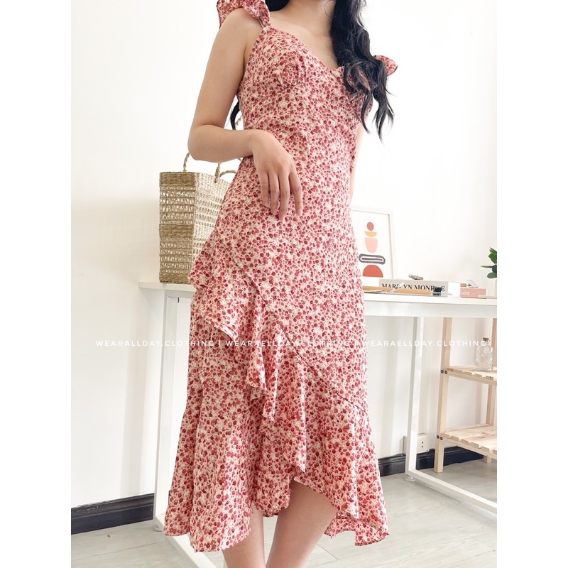 Váy Maxi 2 Dây Cánh Tiên Cúp Ngực Thiết Kế Vạt Bèo Đuôi Cá Cực Sang Chảnh (có đệm ngực) | BigBuy360 - bigbuy360.vn