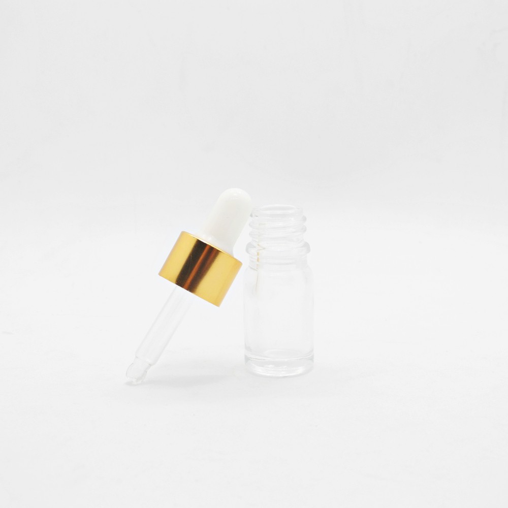 Vỏ lọ đựng tinh dầu thân trong suốt , 5ml, 10ml, 20ml, 50ml, 100ml , nắp bóp nhôm vàng