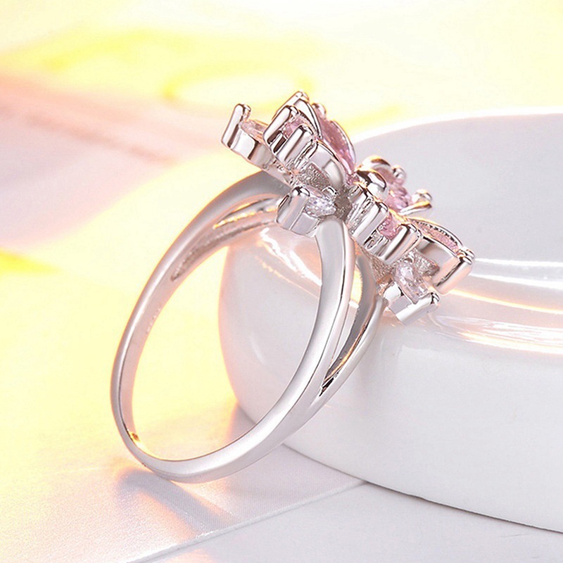 Nhẫn Hình Hoa Đính Đá Zircon Đơn Giản Cho Nữ