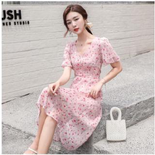 Đầm Hoa Cổ V Thanh Lịch Dành Cho Nữ