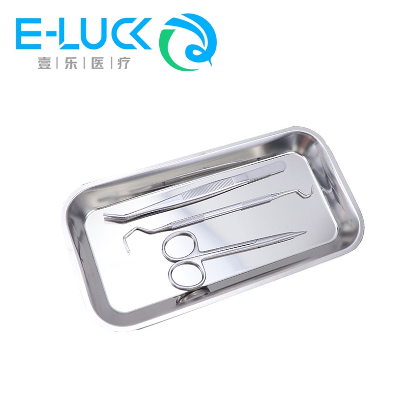 1 Khay Vuông Bằng Thép Không Gỉ Đựng Dụng Cụ Y Tế Cho Phòng Thí Nghiệm 22.5*12*2cm