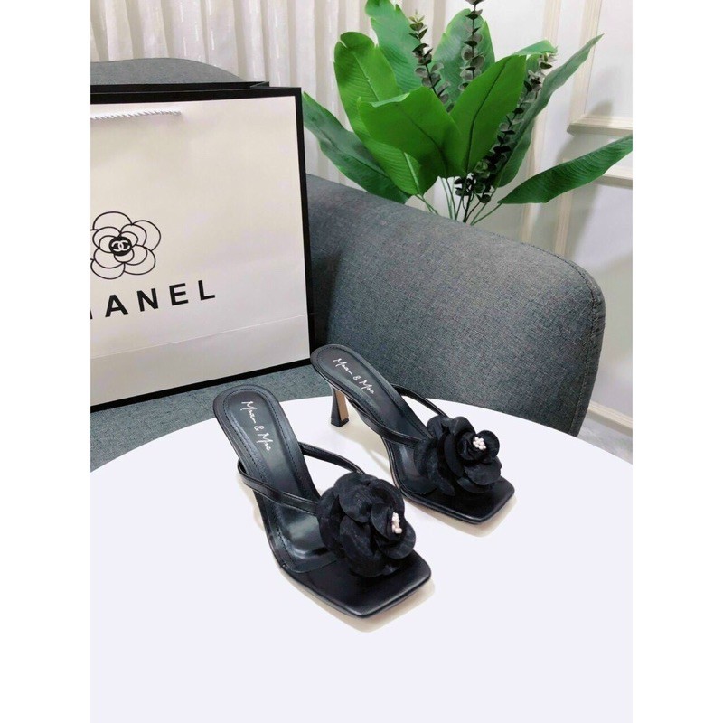 Sục nữ cao gót 7cm quai nơ họa tiết sang chảnh