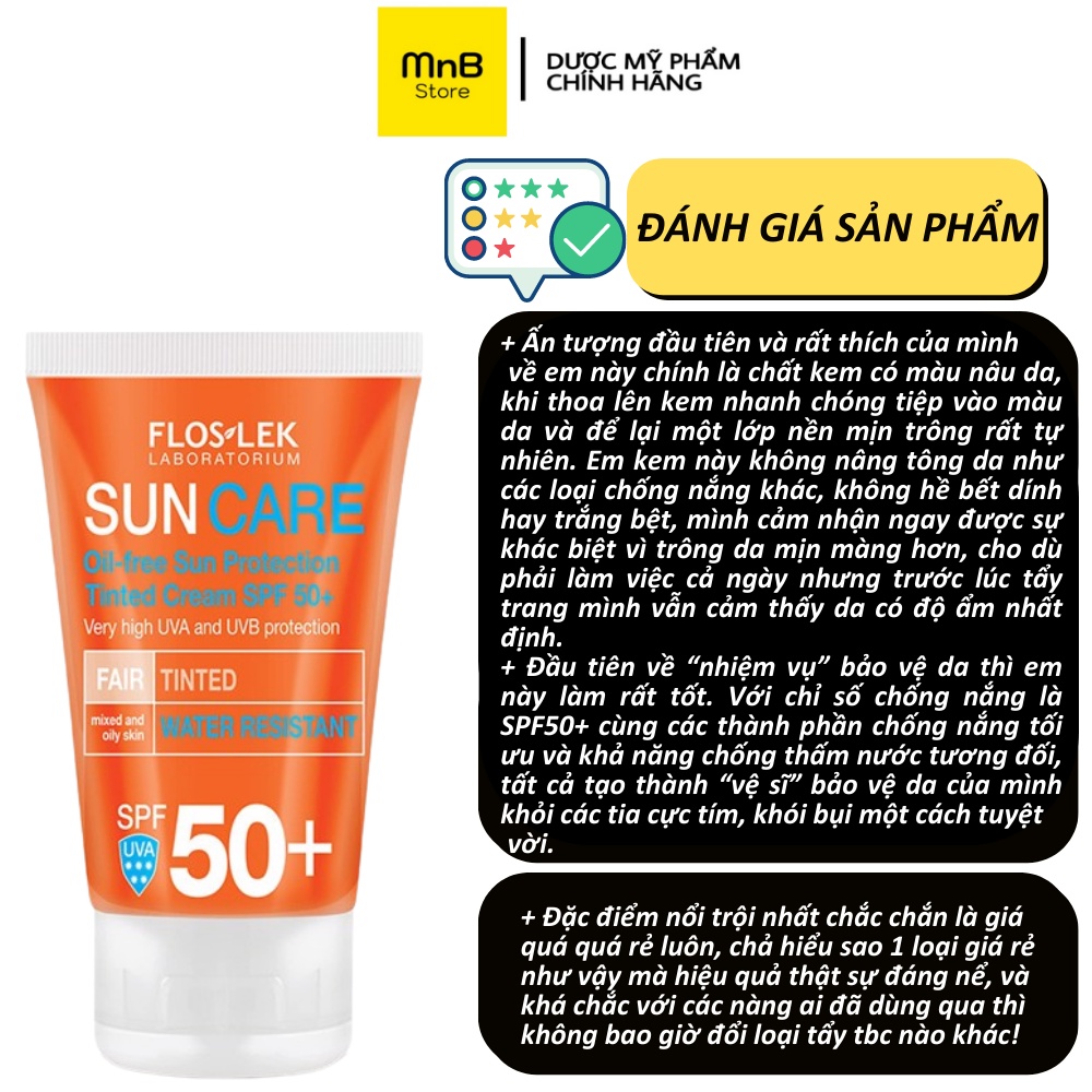 Kem chống nắng Floslek Oil Free Sun Protection Tinted Cream SPF 50+ 50ml