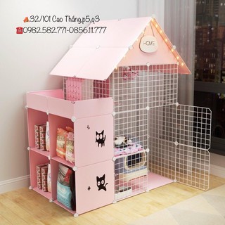 Chuồng mèo 2 tầng lưới sắt sơn tĩnh điện giá rẻ đẹp lắp ghép đa năng đơn giản nuôi thú cưng, thỏ, bọ ú