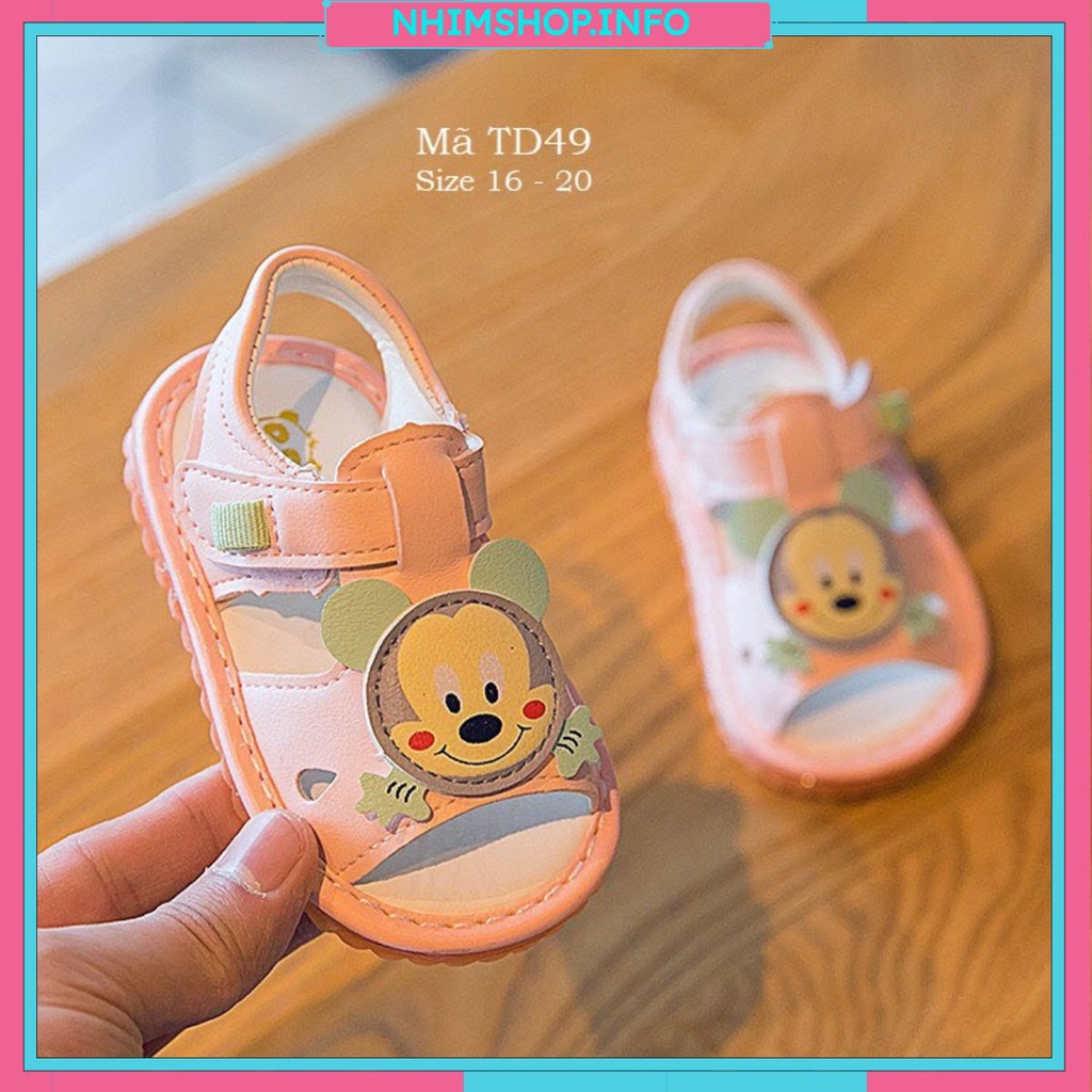 Giày sandal tập đi bé gái có tiếng kêu còi chíp chíp dép đế cao su mềm chống trơn cho trẻ em sơ sinh 0 3 6 tháng TD49