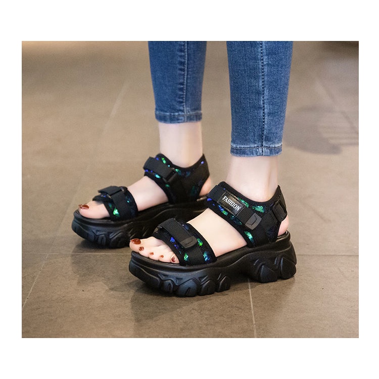 Giày Sandal Đế Dày Tăng Chiều Cao 3cm - 5cm Chống Trượt Trọng Lượng Nhẹ Phong Cách Hàn Quốc Cho Nữ 18-40 Tuổi