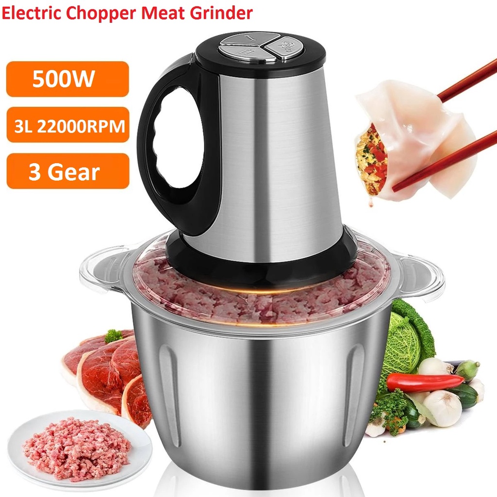 Máy Xay Thịt Bằng Thép Không Gỉ 500W 3 Tốc Độ/máy xử lý thực phẩm đa chức năng