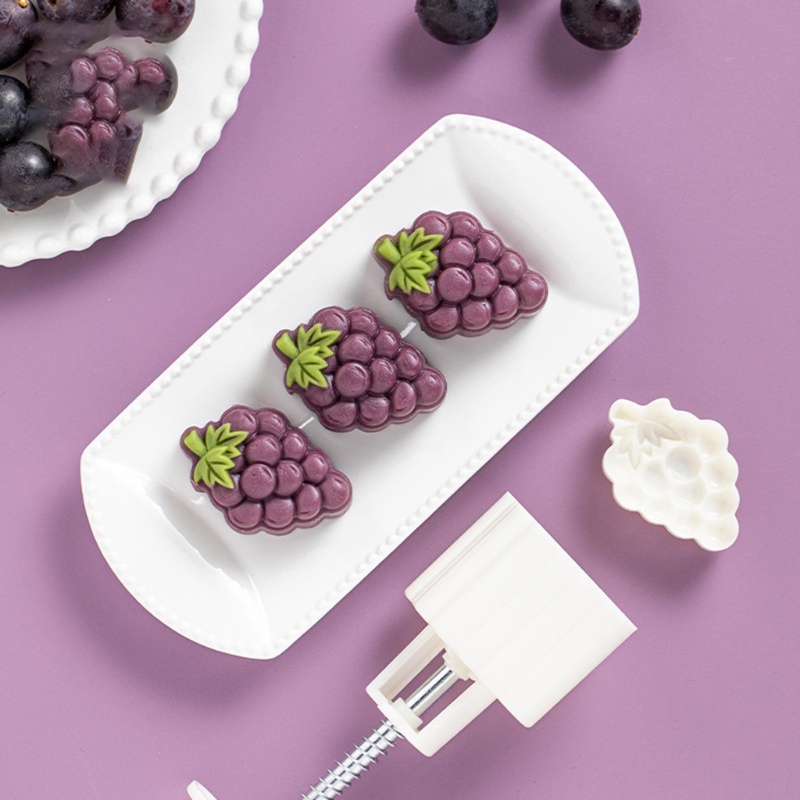 Khuôn Cắt Bánh Trung Thu Bằng Nhựa Hình Chùm Nho 3D DIY 25g Hoặc 50g