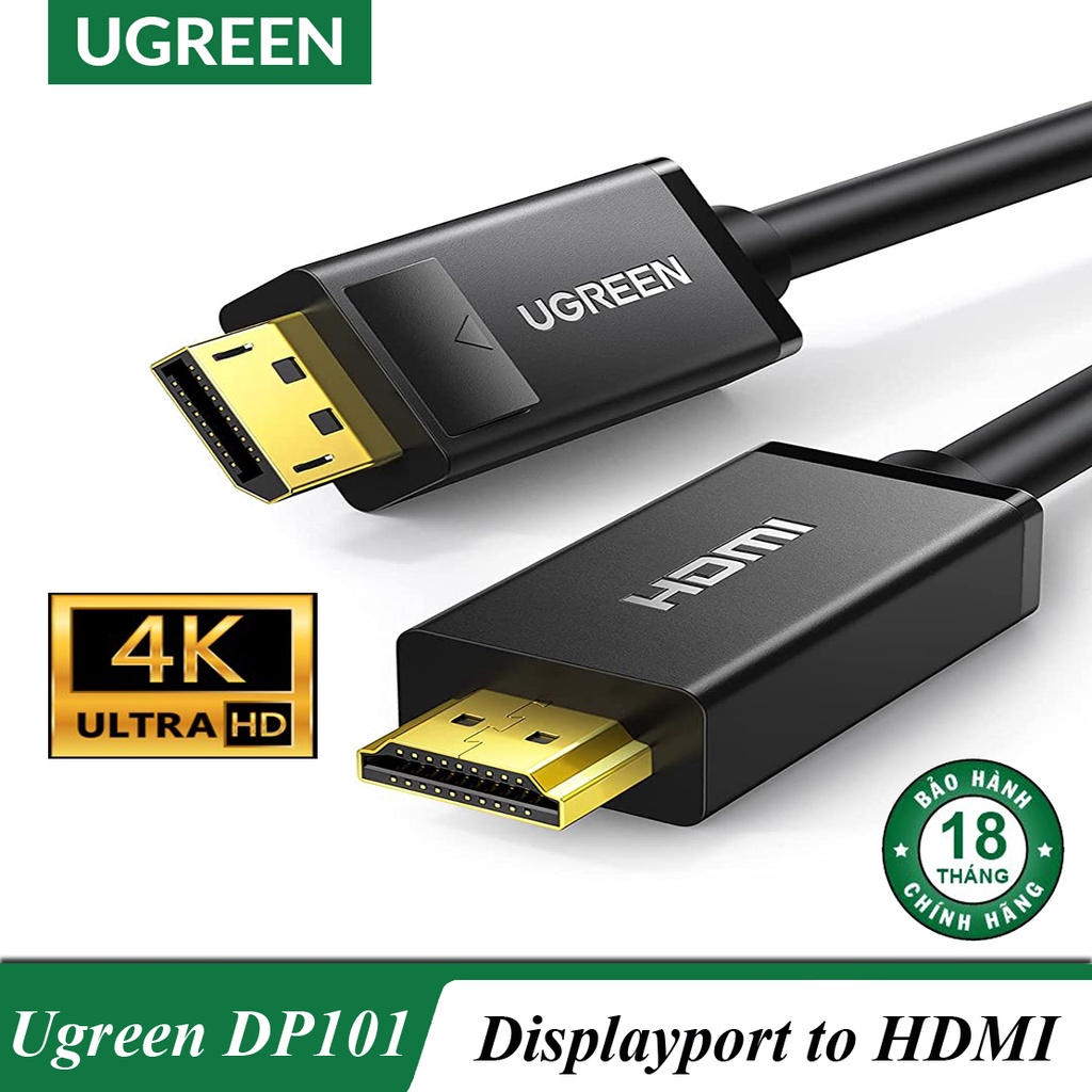 Cáp Displayport to HDMI 1,5M Ugreen 10239 cao cấp có hỏa tốc