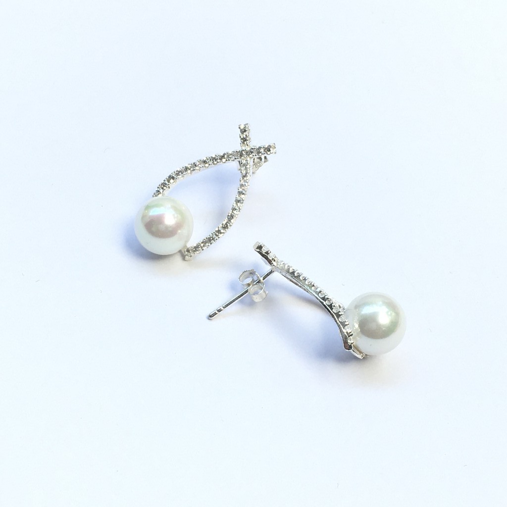 Bông tai bạc  ANTA Jewelry kiểu dáng đính ngọc trai nhân tạo, mẫu khuyên đang được ưa chuộng  AT30171B