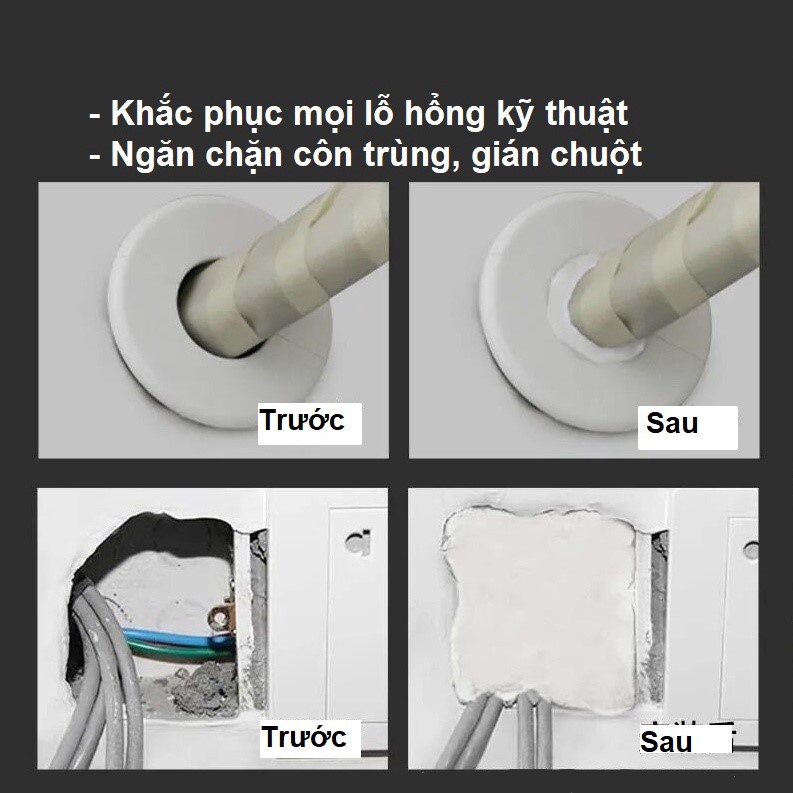 Keo Đất Sét Bịt Lỗ Tường, Vết Nứt, Xi Măng Dẻo Dán Ống Nối Máy Lạnh, Ống Nước Chống Thấm Nước, Chống Côn Trùng
