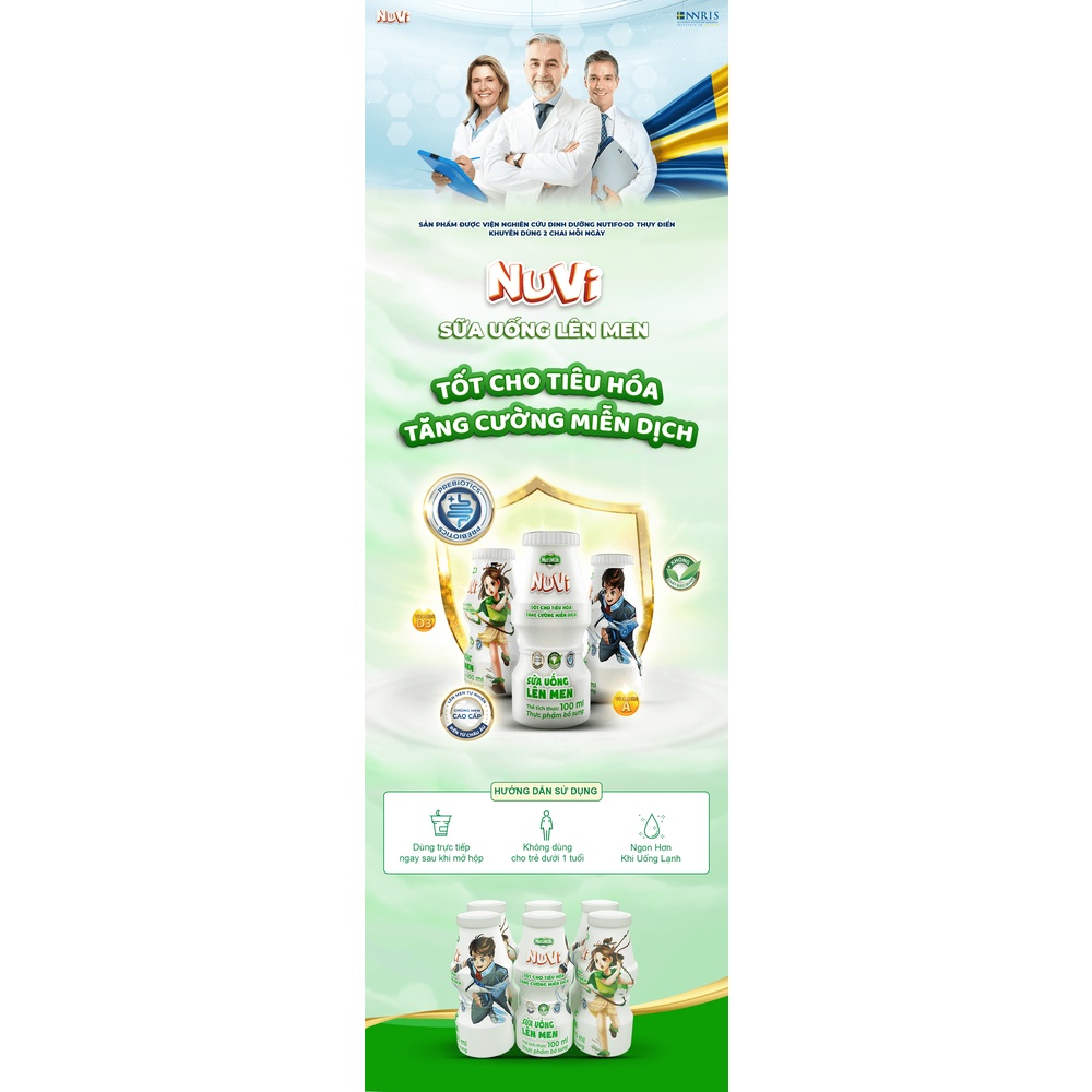 Combo 06 Chai NuVi Sữa Chua Uống Lên Men Tự Nhiên/ Hương Cam/ Hương Dâu Chai 100ml - Thương Hiệu NUTIFOOD - YOOSOO MALL