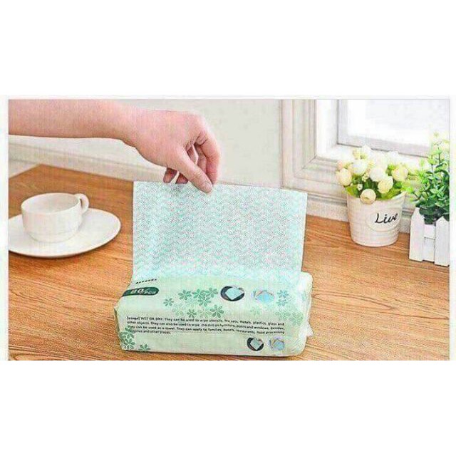 CUỘN KHĂN LAU ĐA NĂNG BẰNG VẢI KHÔNG DỆT 20*20 [TNMART]