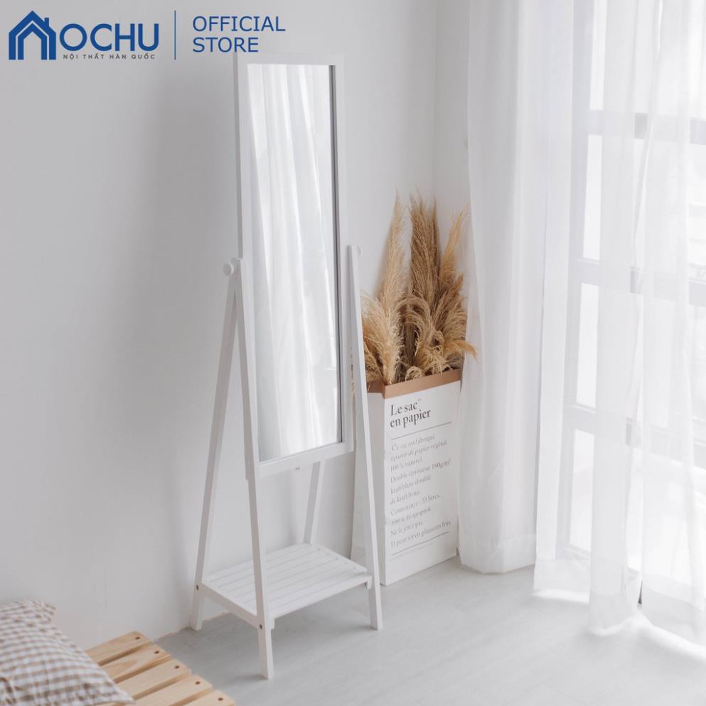 Gương Kệ Soi Toàn Thân Khung Gỗ Màu Trắng - Mirror Shelf - White