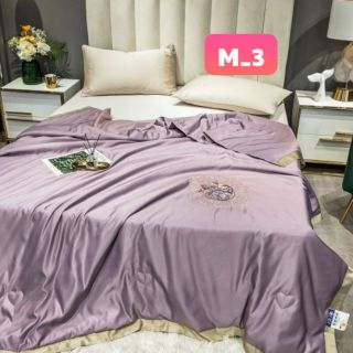 CHĂN LỤA TENCEL 1 MÀU THÊU CAO CẤP