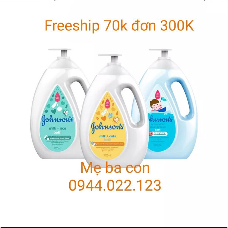 Sữa tắm Johnson's Baby Sữa và gạo, sữa và yến mạch, thơm mát năng động 1000ml cho bé mới