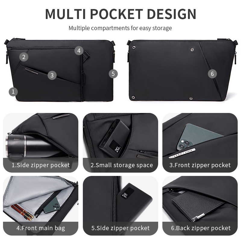 Túi đeo vai OZUKO đựng laptop 15.6 inch sức chứa lớn thời trang tiện dụng dành cho nam