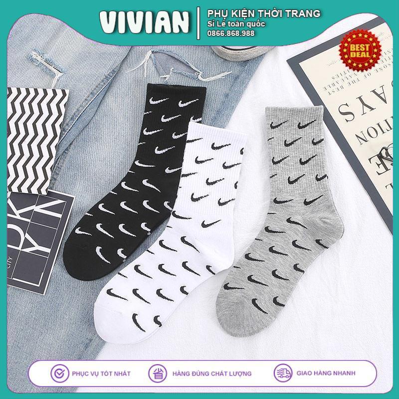 Vớ Nike cổ cao [ PHẨY LOGO ] Tất cao cổ Vintage phong cách thể thao - HÀNG HOT