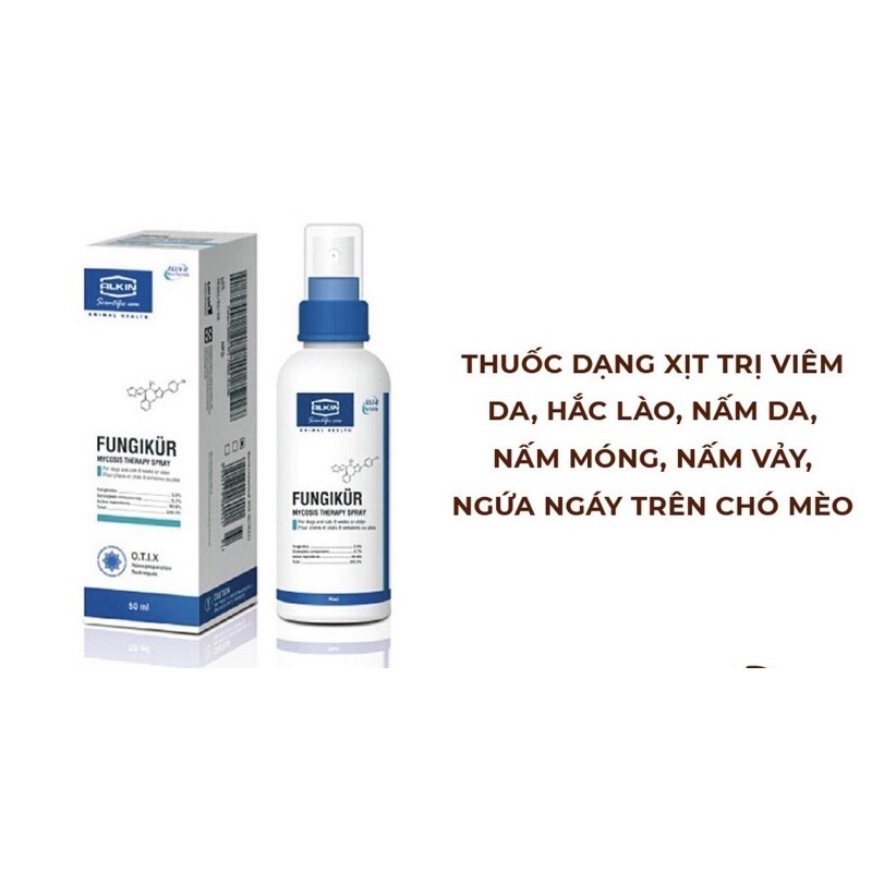 Thuốc xịt Fungikur diệt nấm ngoài da cho chó mèo